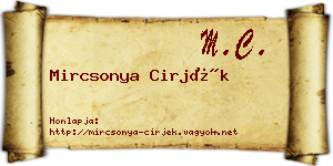 Mircsonya Cirjék névjegykártya